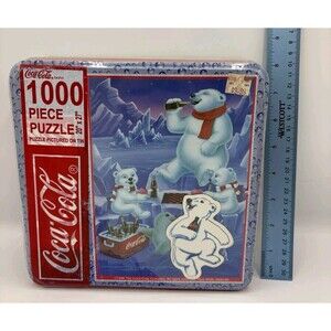 Vintage 1998 Coca-Cola Polar Bear Puzzle Collector's Tin 1000 Pcs w/ Magnet NEW